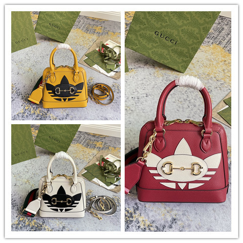 Gucci x Adidas Horsebit 1955 Mini Shell Bag Crossbody Bag Size: 20 x 19.5 x 7.5 CM