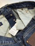 Louis Vuitton Fashion Retro Leather Pocket Washed Casual Jeans