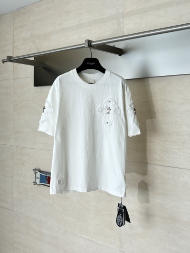 Chrome Hearts Fashion Patch Embroidered Cross T-shirt Couple Loose Casual Short Sleeve