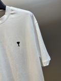 Ami Paris Classic Embroidered Love Round Neck Short Sleeve Unisex Versatile Loose T-shirt