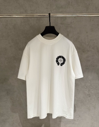 Chrome Hearts Fashion Embroidered Horseshoe Cross T-shirt Unisex Casual Versatile Short Sleeve
