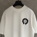 Chrome Hearts Fashion Embroidered Horseshoe Cross T-shirt Unisex Casual Versatile Short Sleeve