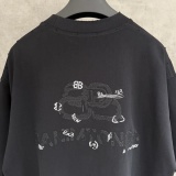 Balenciaga 26SS Fashion Embroidered Logo Round Neck T-shirt Couple Casual Loose Short Sleeve