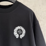 Chrome Hearts Fashion Embroidered Horseshoe Cross T-shirt Unisex Casual Versatile Short Sleeve