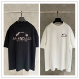 Balenciaga 26SS Fashion Bead Embroidered Logo Round Neck T-shirt Couple Casual Loose Short Sleeve