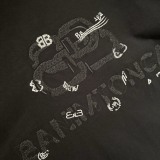 Balenciaga 26SS Fashion Embroidered Logo Round Neck T-shirt Couple Casual Loose Short Sleeve
