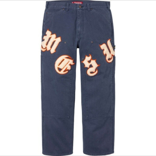 SUPERME Old English Canvas Double Knee Painter Pant Canvas Retro Font Pants