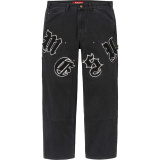 SUPERME Old English Canvas Double Knee Painter Pant Canvas Retro Font Pants