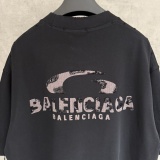 Balenciaga 26SS Fashion Bead Embroidered Logo Round Neck T-shirt Couple Casual Loose Short Sleeve