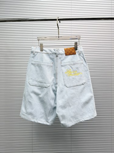 Louis Vuitton New Fashion Embroidered Logo Washed Denim Shorts