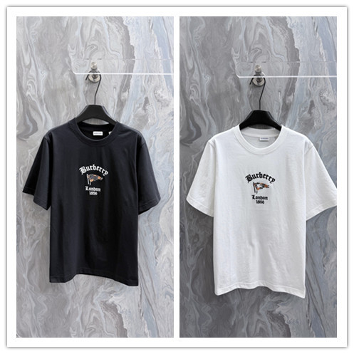 Burberry 26SS Fashion Embroidered Flag Logo Short Sleeve Unisex Casual Versatile T-shirt