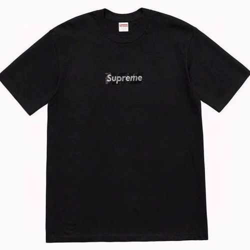 Supreme Swarovski BOX LOGO Rhinestone Hot Stamping Short Sleeved T-shirt