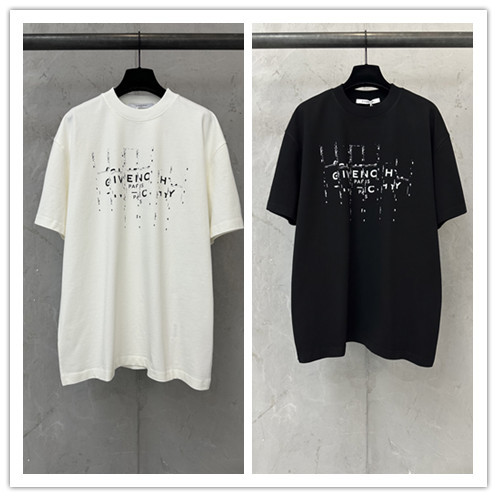 Givenchy 26SSFashion Broken Logo Printed T-shirt Couple Casual Oversize Short Sleeve