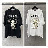 Gucci 26SSFashion Embroidered Bear Logo T-shirt Couple Casual Loose Short Sleeve