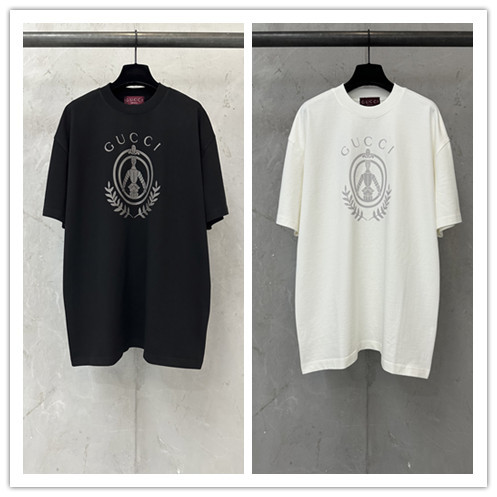 Gucci 26SSFashion Knight Badge Printed T-shirt Couple Versatile Casual Short Sleeve