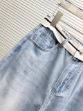 Chanel 26SS Fashion Versatile Splicing Ribbon Washed Jeans