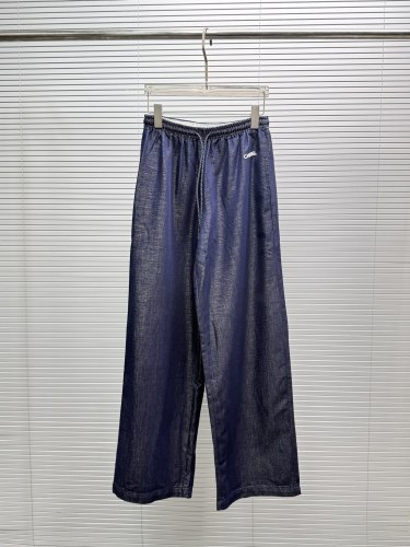 Chanel 26SS Women's Fashion Embroidered Logo Elastic Waist Casual Wide Leg Pants