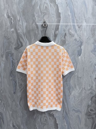 Louis Vuitton 26SS Unisex Fashion Hollowed Checkered Short Sleeved Polo Shirt
