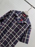 Gucci Classic Embroidered Logo Casual Versatile Checkered Shirt Shorts Set