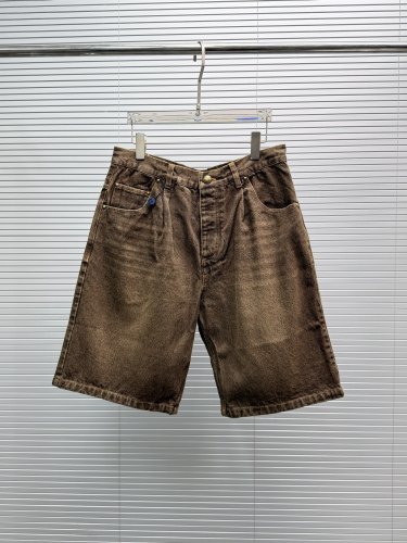 Louis Vuitton Fashion Retro Leather Label Washed Casual Cowboy Shorts