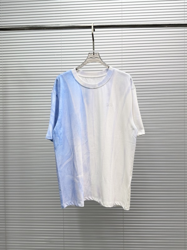 Loewe 26SS New Fashion Dyeing Embroidered Logo Short Sleeve Couple's Casual Versatile T-shirt