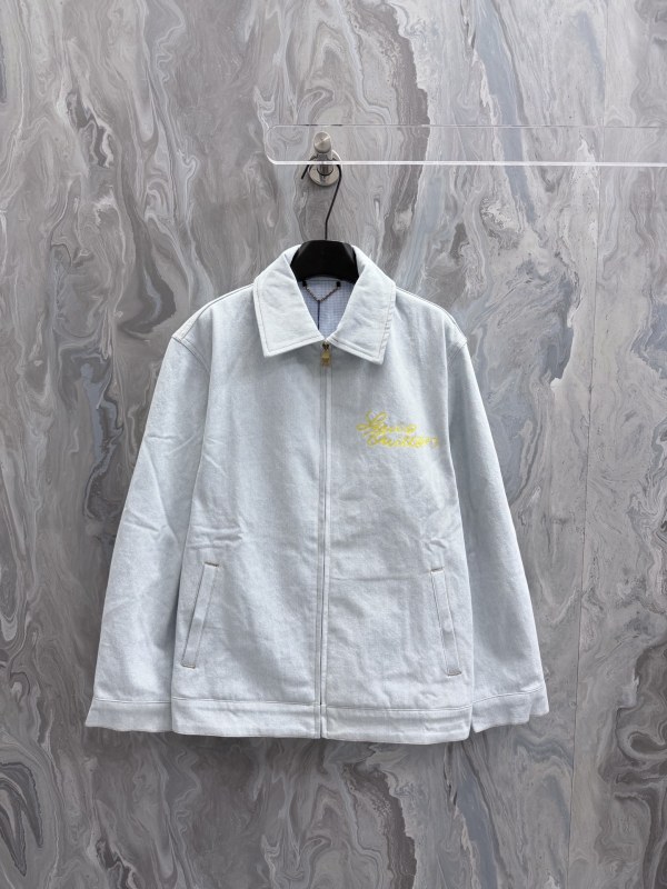 Louis Vuitton 26SS Unisex Fashion Embroidered Logo Zipper Long Sleeve Denim Coat