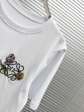 Loewe Women's Fashion Embroidered Thistle Round Neck Casual Short Sleeve T-shirt