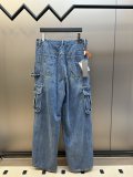 Dior 26SS Fashion Versatile Pocket Embroidered Workwear Jeans Washed Jeans
