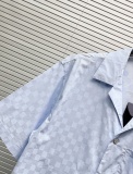 Louis Vuitton Fashion Versatile Chessboard Dark Pattern Jacquard Short Sleeve Shirt Shorts Set