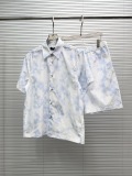 Louis Vuitton Fashion Versatile Chessboard Dark Pattern Jacquard Short Sleeve Shirt Shorts Set