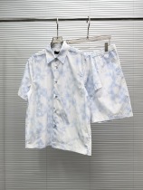 Louis Vuitton Fashion Versatile Chessboard Dark Pattern Jacquard Short Sleeve Shirt Shorts Set Louis Vuitton Fashion Versatile Chessboard Dark Pattern Jacquard Short Sleeve Shirt Shorts Set
