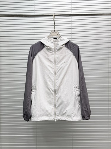Balenciaga 26SS Fashion Embroidered Logo Splicing Hooded Zipper Coat Shorts Set