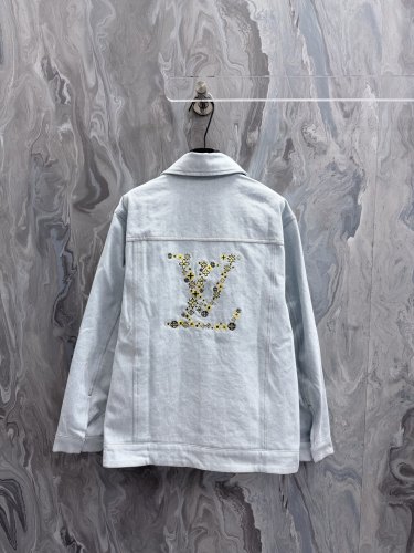 Louis Vuitton 26SS Unisex Fashion Embroidered Logo Zipper Long Sleeve Denim Coat