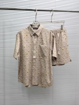 Louis Vuitton 26SS Fashion Logo Printed Casual Mulberry Silk Shirt Shorts Set