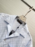 Louis Vuitton Fashion Versatile Chessboard Dark Pattern Jacquard Short Sleeve Shirt Shorts Set