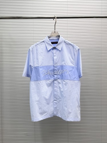 Louis Vuitton Fashion Embroidered Logo Splicing Casual Short Sleeved Shirt Shorts Set