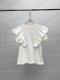 Louis Vuitton Fashion Ruffle Flying Sleeves Round Neck T-shirt Women's Versatile Short Sleeves