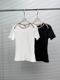 Burberry Fashion Embroidered War Horse One Neck T-shirt Women's Versatile Short Sleeves