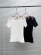Burberry Fashion Embroidered War Horse One Neck T-shirt Women's Versatile Short Sleeves