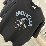 Moncler Fashion Denim Patch Embroidered Round Neck T-shirt Couple Casual Loose Short Sleeve