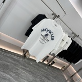 Moncler Fashion Denim Patch Embroidered Round Neck T-shirt Couple Casual Loose Short Sleeve