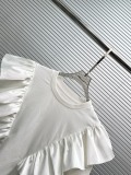 Louis Vuitton Fashion Ruffle Flying Sleeves Round Neck T-shirt Women's Versatile Short Sleeves