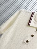 Moncler 26SS New Women's Fashion Academy Style Contrast Color Shorts Sleeved Knitted Polo Shirt