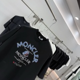 Moncler Fashion Denim Patch Embroidered Round Neck T-shirt Couple Casual Loose Short Sleeve