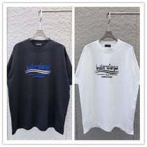 Balenciaga Fashion 3D Logo Printed Round Neck T-shirt Couple Casual Loose Short Sleeve