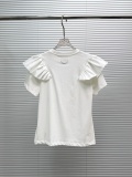 Louis Vuitton Fashion Ruffle Flying Sleeves Round Neck T-shirt Women's Versatile Short Sleeves