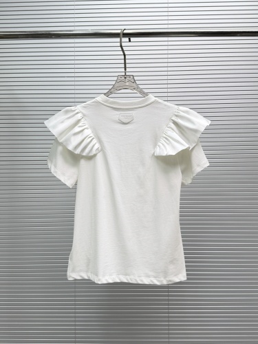 Louis Vuitton Fashion Ruffle Flying Sleeves Round Neck T-shirt Women's Versatile Short Sleeves