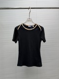 Burberry Fashion Embroidered War Horse One Neck T-shirt Women's Versatile Short Sleeves