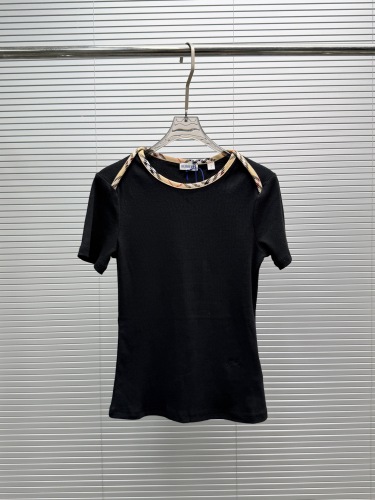 Burberry Fashion Embroidered War Horse One Neck T-shirt Women's Versatile Short Sleeves