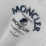 Moncler Fashion Denim Patch Embroidered Round Neck T-shirt Couple Casual Loose Short Sleeve